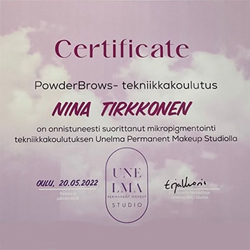 PowderBrows certificate